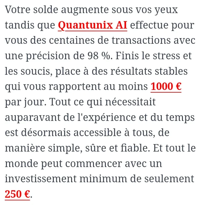 Premières promesses financières présentées au visiteur