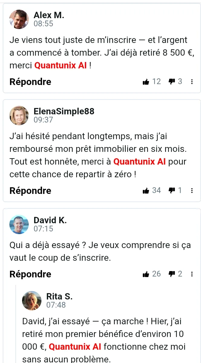 Succession de témoignages présentés dans la page